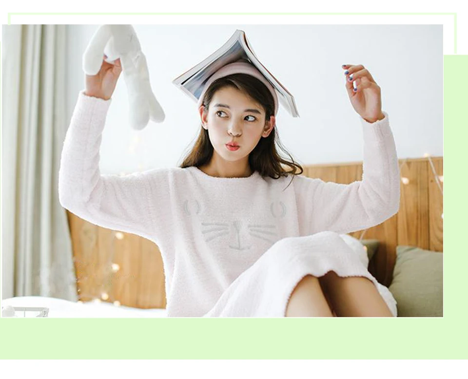 Winter New Soft Brushed Thick Cute Cartoon Animal Bunny Ears Warm Ladies Floor Sock Coral Half Velvet High Quality Women's Socks (7)