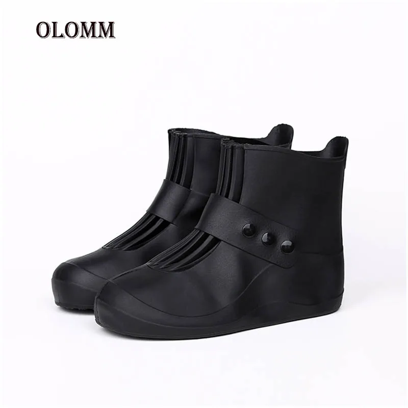 1 Pair Of Waterproof Protective Shoe Covers Unisex Buckle Rain Boots High To Help Non-slip Thickening Rain Boots PVC Soles