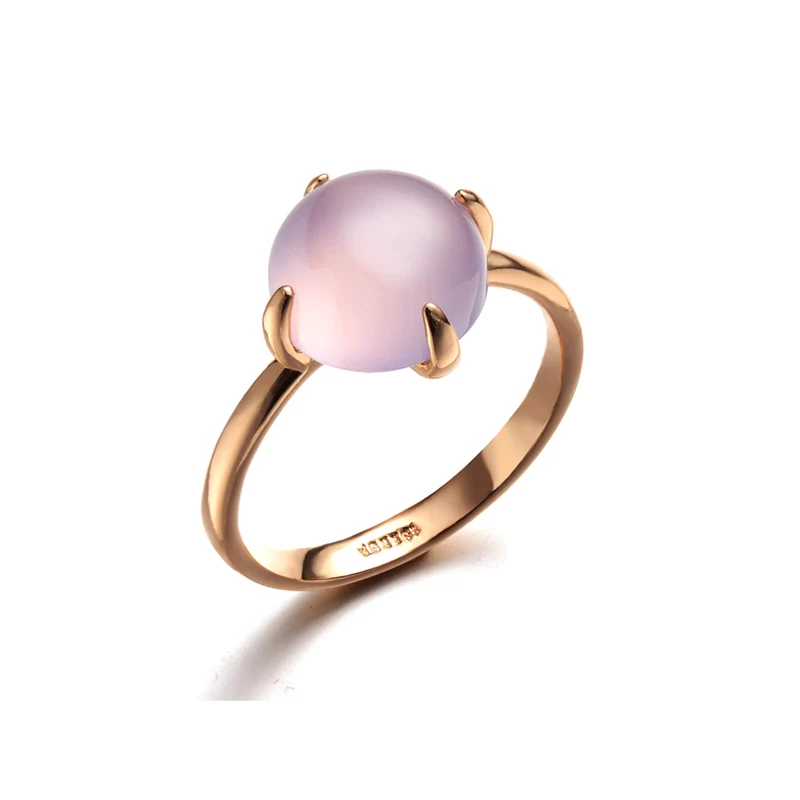 MOONROCY Модные ювелирные изделия розовое золото цвет розовый опал свадебное кольцо с кристаллами для женщин подарок Прямая