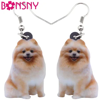 

Bonsny Statement Acrylic Happy Pomeranian Dog Earrings Big Long Dangle Drop Gift for Women Girl Ladies Teens Animal Jewelry Bulk