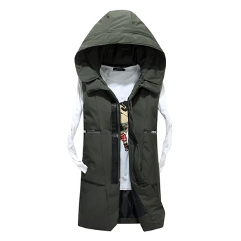 

new long Vest Men Plus Size 3XL Casual autumn and winter new down cotton Sleeveless vest Male Hooded Thick Warm Waistcoat Men