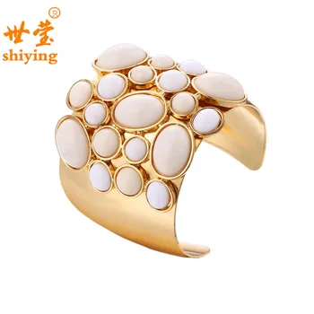 

Vintage Big Resin Bangles Cuff Bracelets Hand Accessories Turkish Wide Bangle For Women