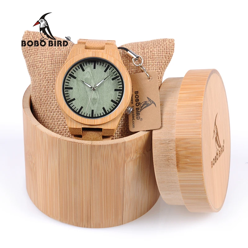 BOBO BIRD L-B22 Fashion Bamboo Men Watch with White Hands Casual Japan Quartz Watch for Male in Wood Gift Box