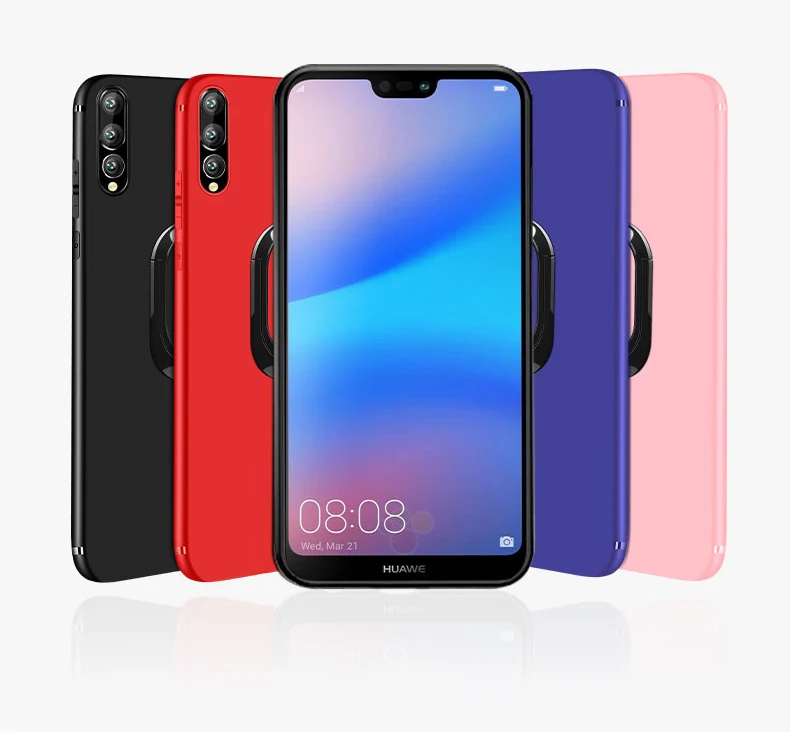 Матовые чехлы для huawei P30 P20 P10 Pro Lite Nova 4e 3e Plus Honor 9 8 mate 10 Pro чехол с мягким кольцом на палец и магнитом автомобильный держатель