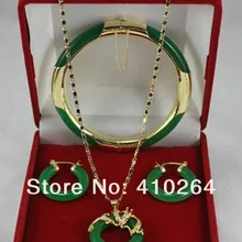 Wholesale_jewelry_wig$ Последние! ювелирные изделия зеленый камень ожерелье подвески, серьги, браслет поле