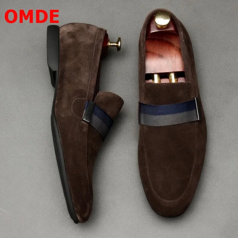 OMDE New Fashion Suede Men Loafers Handmade Slip On Men Shoes Leather Flats Breathable Casual Shoes Men's Smoking Slippers OMDE New Fashion Suede Men Loafers Handmade Slip On Men Shoes Leather Flats Breathable Casual Shoes Men's Smoking Slippers