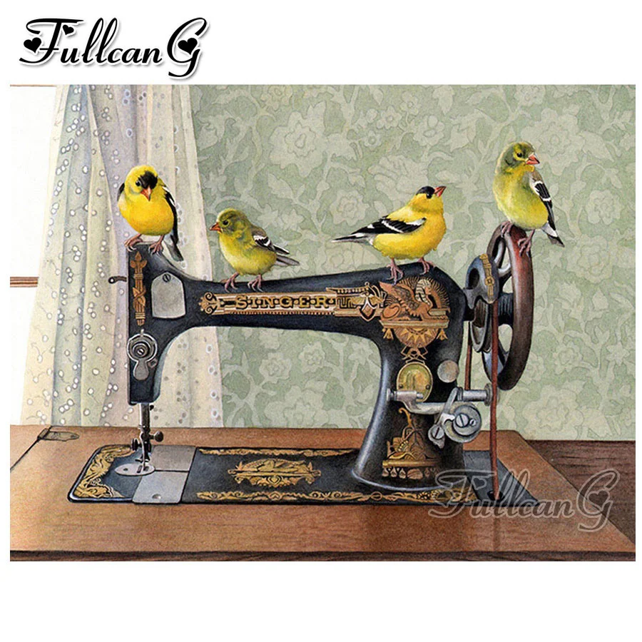 

FULLCANG diy 5d mosaic full embroidery sewing machine & birds painting with diamonds square/round drill handicraft picture FC815