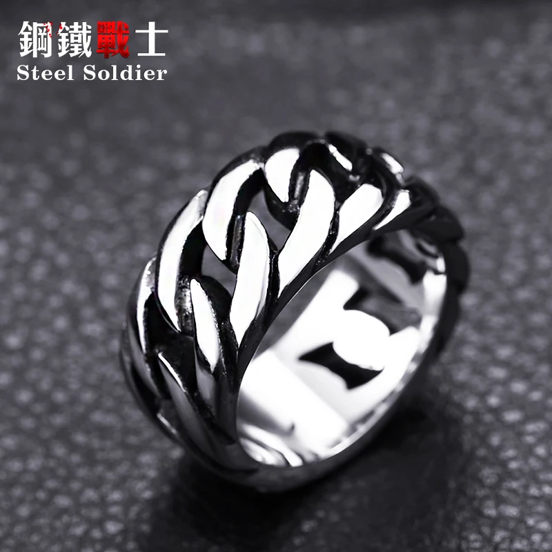 Ring Jewelry Steel Soldier Gothic Chain Ring For Men