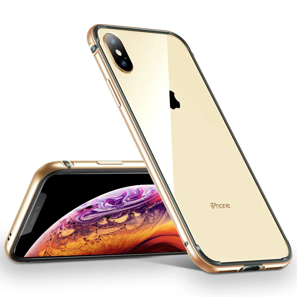 Gold Aluminum and Silicone Bumper Case with Accessories