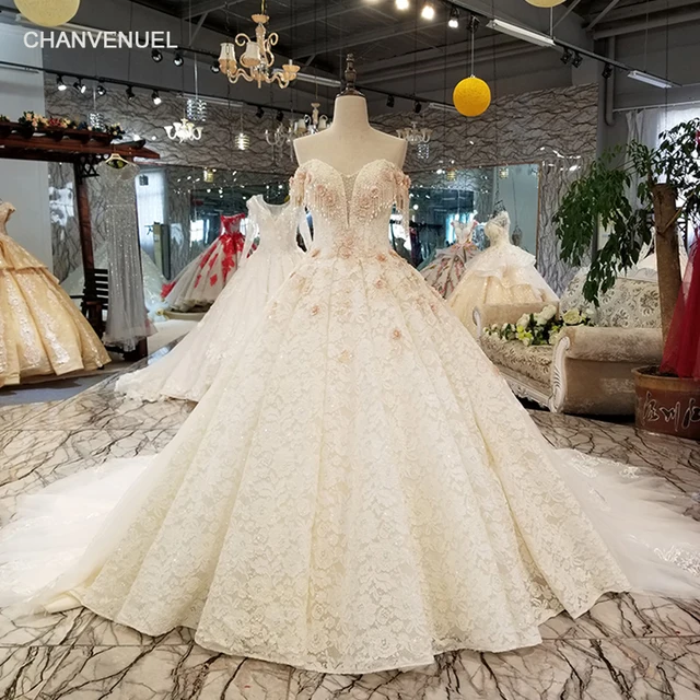 Off the Shoulder Flower Wedding Dress