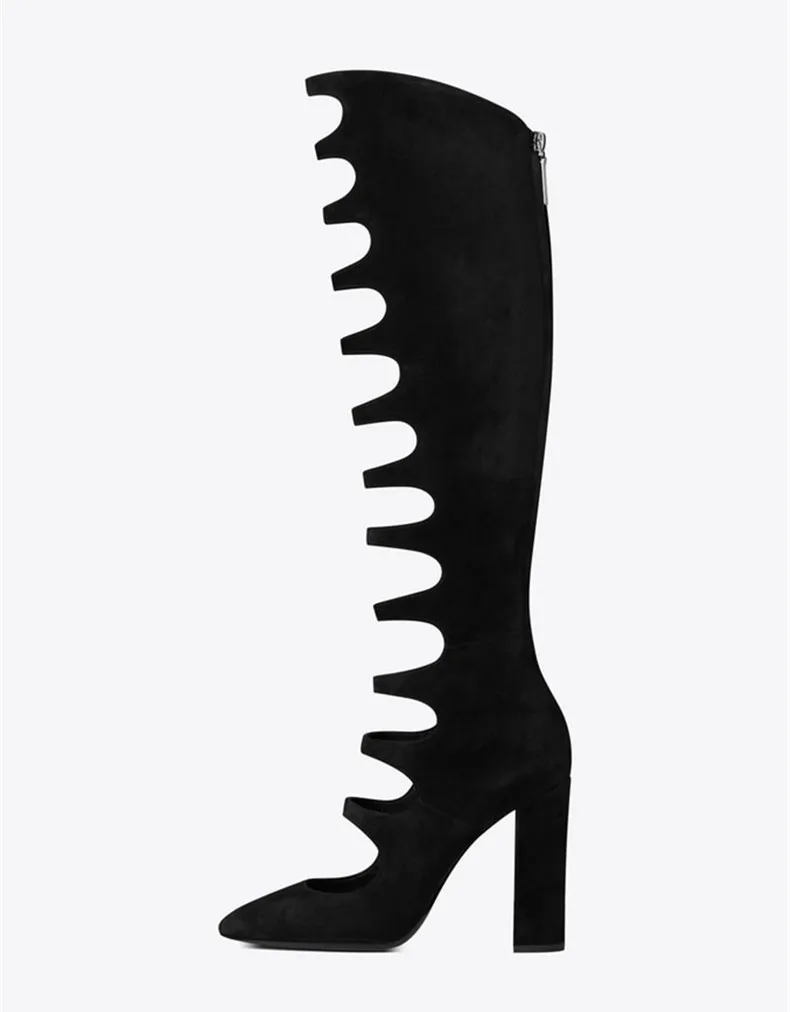 Botas Moda Otoño Zapatos Tacón Recorte Sexy Striptease De Negro Grueso Feminina Altas Mujer Rodilla dX7wrqx7