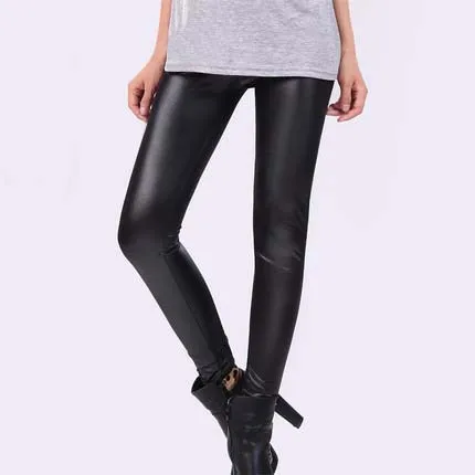Winter Leather Leggins Thicken Down Leggings Autumn Solid