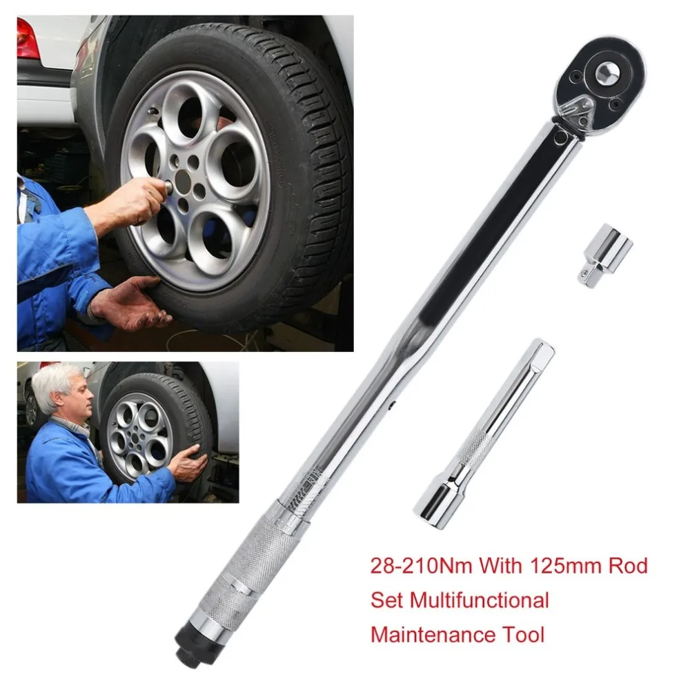 

1/2 Inch Quick Release Adjustable Torque Wrench Ratchet Wrench 28-210Nm With 125mm Rod 1/2 To 3/8 Joint Head Hand Tool