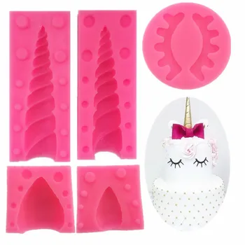 

5PCS/Set 3D Unicornio Ear Eye Silicone Mold Baby Birthday Cake Decorating Tools Unicorn Fondant Chocolate Candy Gumpaste Molds