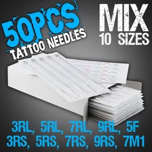 SALE !!50pcs Disposable Tattoo Needles Mix Needles 50PCS/Boxes 10 Sizes 3RL 5RL 7RL 9RL 3RS 5RS 7RS 9RS 5F 7M1 Free Shipping