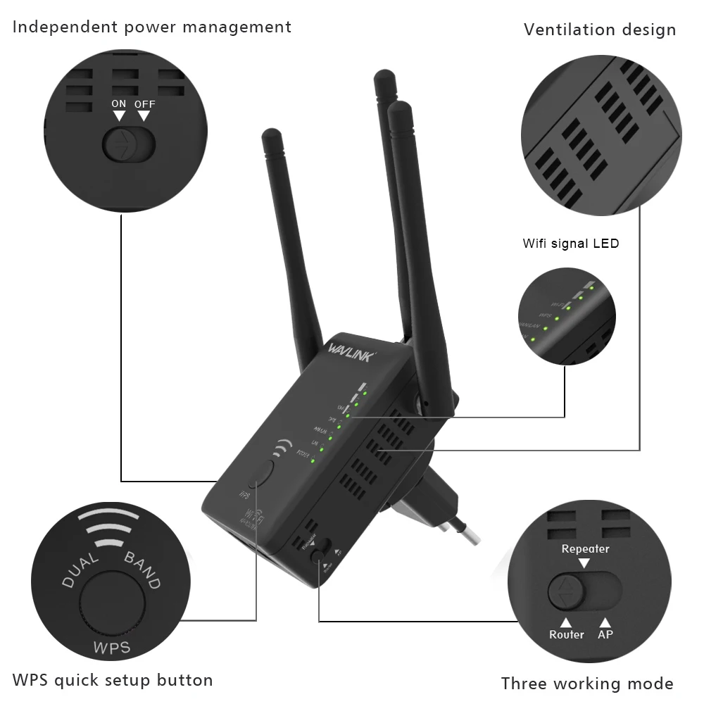 Беспроводной wifi ретранслятор/маршрутизатор двухдиапазонный беспроводной Wi-Fi диапазон расширитель wifi усилитель сигнала усилитель с внешними антеннами WPS