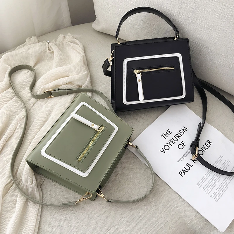 2019 جديد الأزياء المحافظ حقائب مربع حقيبة كتف للنساء Crossbody أكياس رسول اليد حقيبة جلدية صغيرة الأخضر حمل فتاة