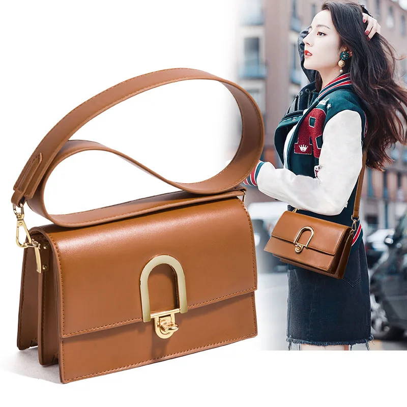 

KYYSLO Retro Simple Lock Organ Broadband Small Square Bag Female Korean Version Of Wild Fashion Women Shoulder Messenger Bag