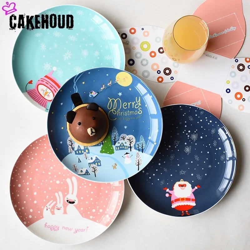 CAKEHOUD Рождественский костяной фарфор тарелка мультфильм Ручная Роспись Тарелка