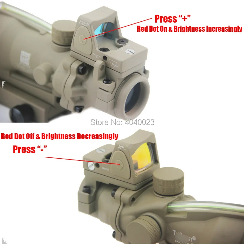 Тактический ACOG 4X32 волокно Источник Зеленый Оптическое волокно прицел с RMR микро Красный точка зрения маркированная версия