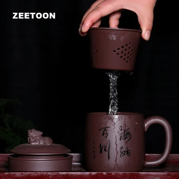 

480ml High Capacity Authentic Yixing Teacup Chinese Health Care Purple Clay Officc Cup Handmade Ceramics Coffee set with Lid New