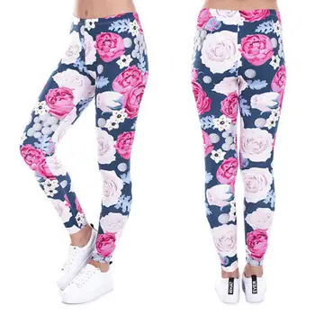 

New Fashion Floral Print Fitness Legging Women Light Color Push Up Sweatpants Slim Sexy Legging Pant 2017 Gothic Causal Pants
