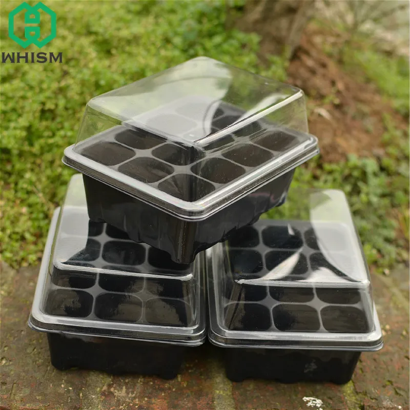 

WHISM Plastic Nursery Pots Succulent Plant Seeds Germination Tray Planter Flower Pot with Lids Hydroponic Grow Box Seedling Tra