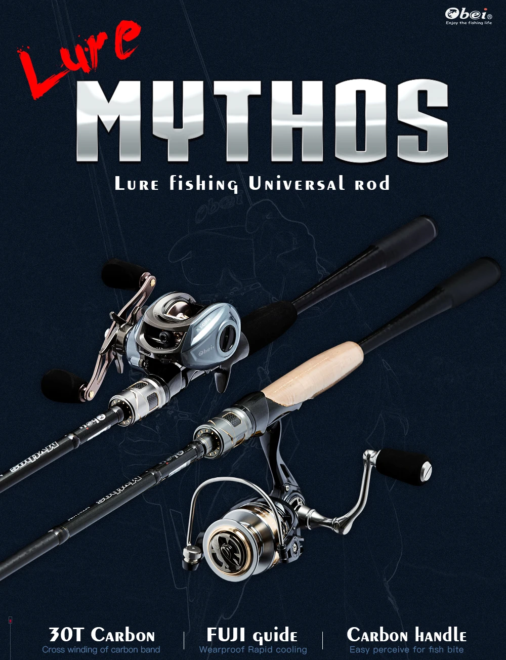 Vara de Pesca Obei Fiação Fundição Isca Predador Alta Rotação Carbono ul Fuji Guia Hastes Pesca Equipamento Lurekiller 2 hastes pesca equipamento lurekiller