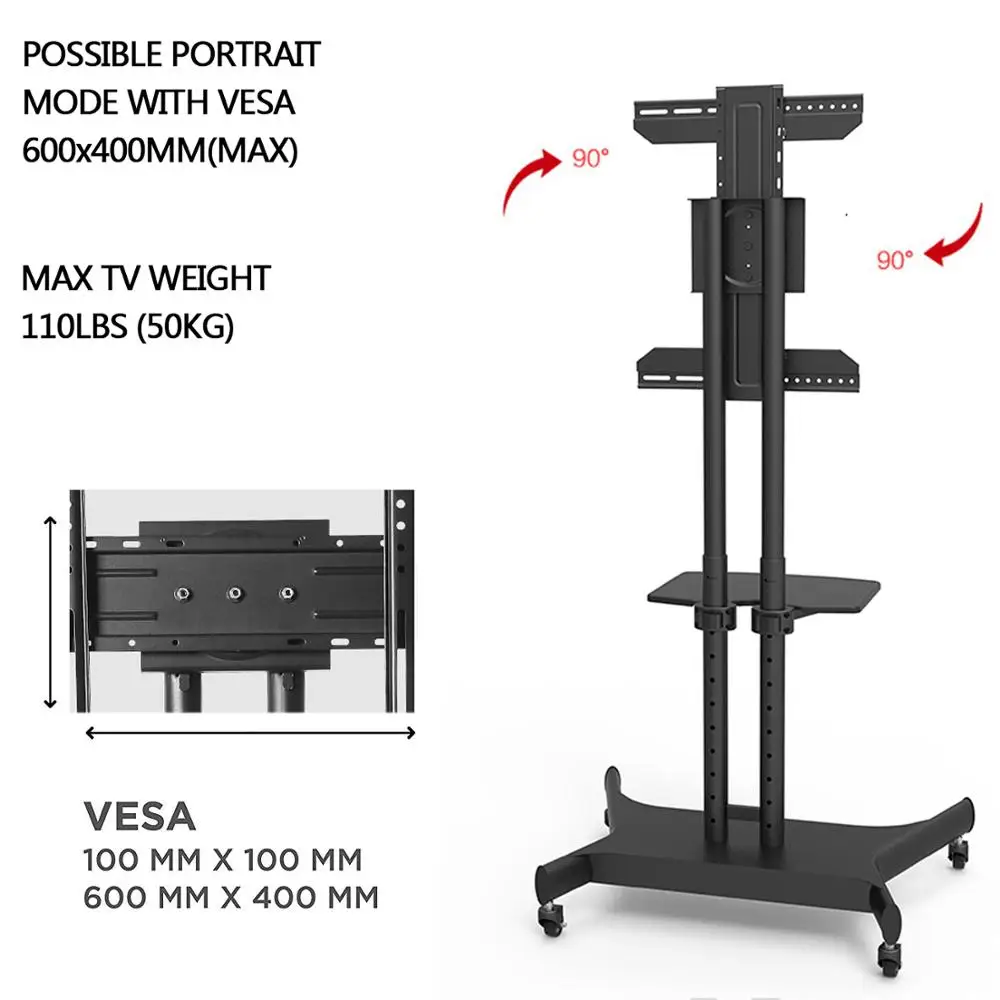Настенный кронштейн для телевизора, тележка для мобильного ТВ, напольная стойка, крепление для домашнего дисплея, тележка для 32-6" ТВ, Мобильная тележка, держатель для ТВ с аудио полкой