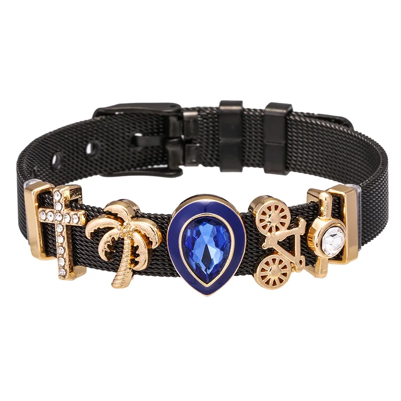 CHIELOYS модный браслет из нержавеющей стали, сетчатый Браслет, двойной полый любовь, подвеска на браслет в виде якоря для женщин, женские ювелирные изделия