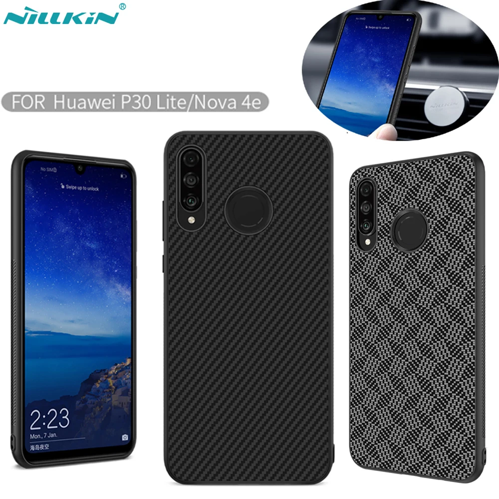 

Huawei P30 Lite Case Nova 4E Cover Nillkin Synthetic Fiber Back PP Plastic Carbon Fiber Case For Huawei P30 Lite