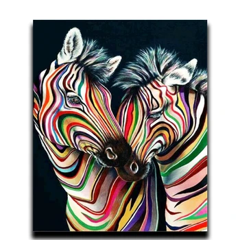 

Painting Diamond Cross Stitch Set Animal Beading Round / Square Mosaic Diamond Full Diamond Embroidery "Zebra Hug"