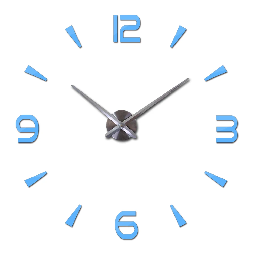 Новые Настенные часы кварцевые гостиная diy часы современный дизайн часы horloge Мураль акриловое зеркало 3d настенные наклейки - Цвет: Небесно-голубой