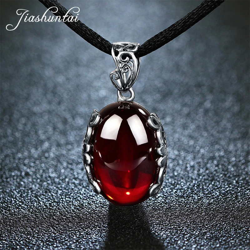 

JIASHUNTAI Vintage 100% 925 Sterling Silver Pendant For Women Natural Precious Stones Retro Thai Silver Necklace Pendant Jewelry