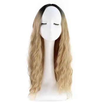 

JOY&BEAUTY Kinky Curly Wig Ombre Brown Blonde 28inch Long Synthetic Wig High Temperature Fiber For Black White Women