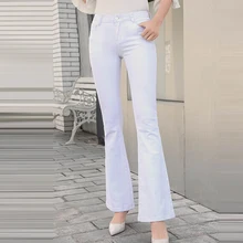 Высокое качество Новые расклешенные джинсы женские расклешенные Ретро стиль колокольчики джинсы с кроем для женщин джоггеры женские широкие белые джинсовые брюки