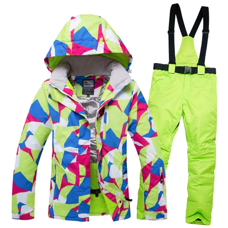

Women's Ski Jacket Pants Suit Cold Winter -30 Degrees Thermal Female Snowboard Clothing Waterpoof Snow Walking Clothes