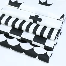 Хлопок саржевая ткань Нордический ветер черный и белый геометрический Корона проверка волна ткань для DIY подушки одежда ручная работа квилтинг