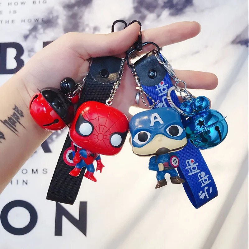 

Avengers 4: Endgame Captain Marvel Venom Deadpool Iron man with Bell Keychain Action Figures Toys for Children Christmas Gift