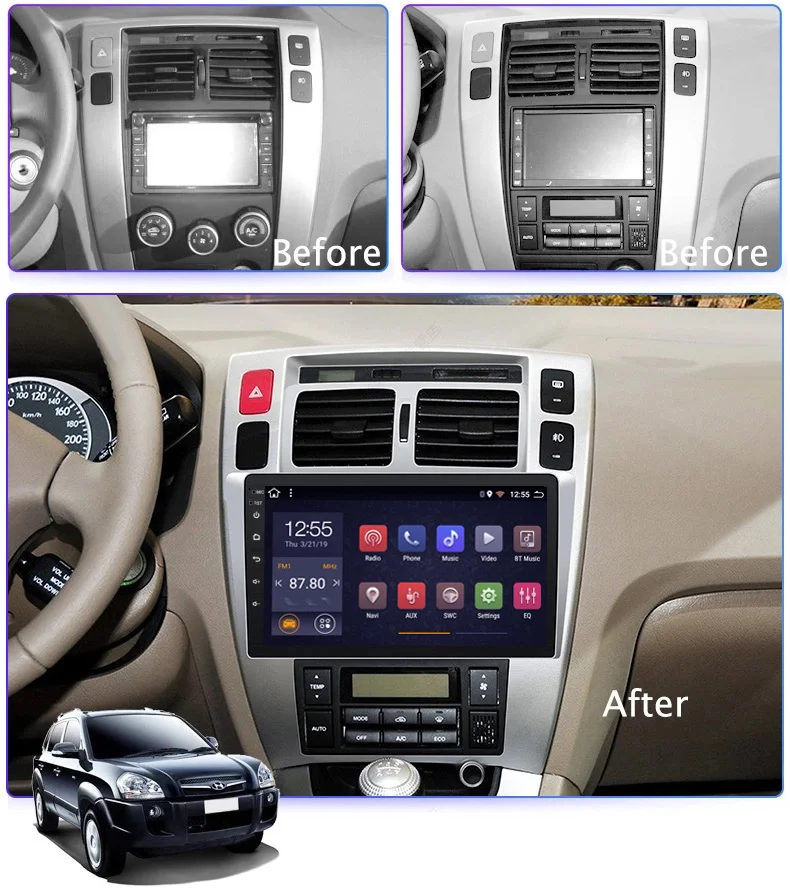 Sale 2G RAM 32G ROM 10.1 INCH Android 8.1 GPS Navigation for 2006-2013 Hyundai Tucson Car Multimedia Player 1