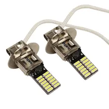 Yccpauto 2 pces 24 smd 4014 h3 conduziu a luz de nevoeiro lâmpadas 6500 k branco fonte de luz led para luzes de nevoeiro do carro automóvel que correm as lâmpadas de condução