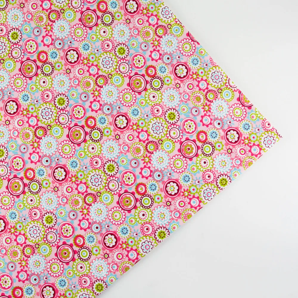 

0.5 meter width 156cm Pink Flower Print 100% Cotton Fabric for Baby girl's Home Textile Patchwork Quilted Fabrics