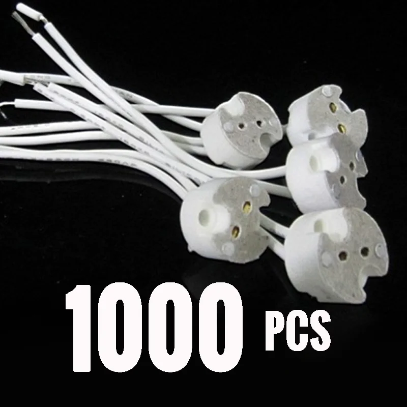 1000PCS MR16 GU5.3 LED Lamp Base Holder Socket Cables Wire Light