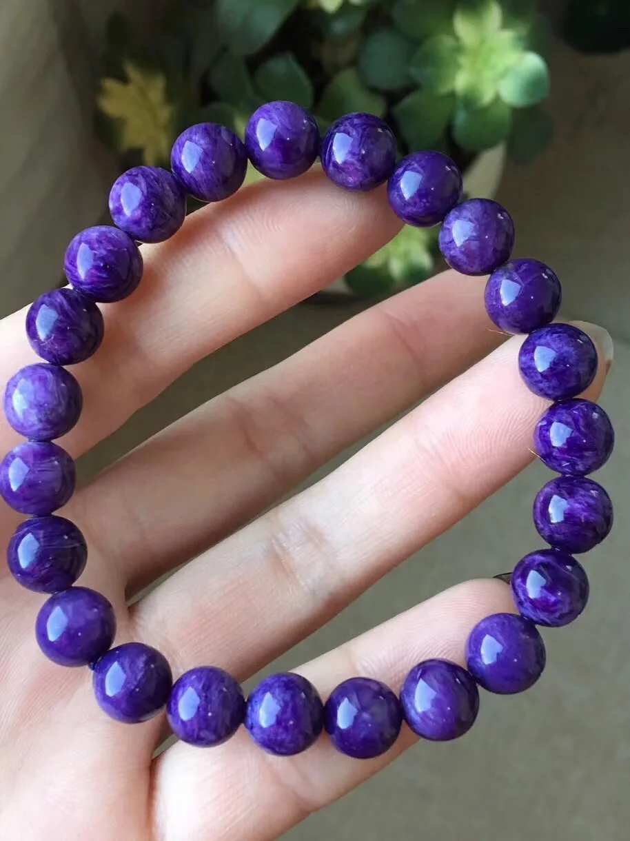 

9mm Genuine Natural Purple Charoite Bracelet For Woman Man Anniversary Party Gift Round Beads Jewelry Luxury Drop Shipping