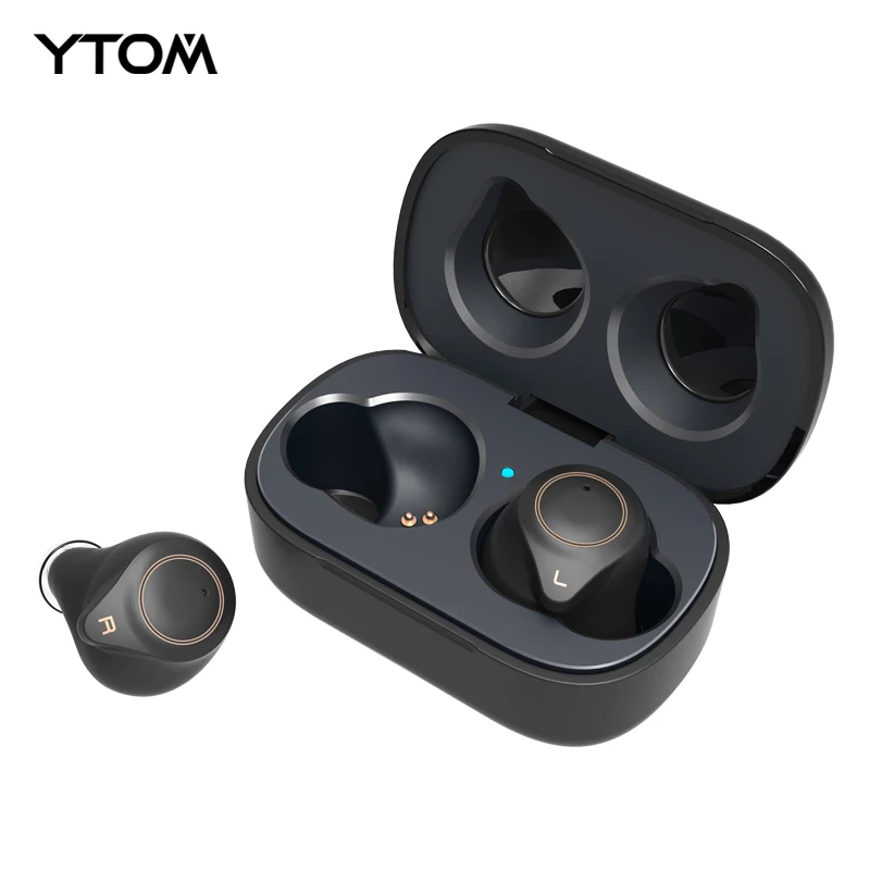 YTOM T1 Поддержка AptX ACC TWS настоящие Беспроводные Bluetooth 5,0 наушники CVC8 шумоподавление с супер бас HD микрофон гарнитура наушники - Цвет: T1 Black