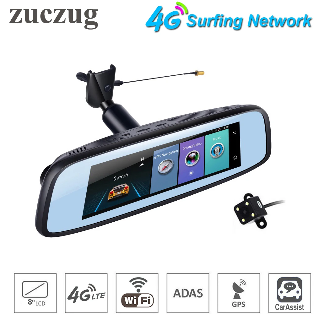 

zuczug 7.84" 4G Touch IPS Car DVR Camera smart Android rear Mirror GPS Bluetooth WIFI ADAS Radar Car Assist Dual Lens Dash Cam