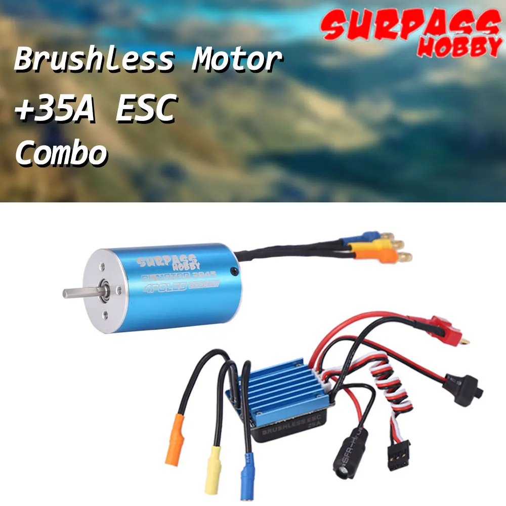 Бессенсорный бесщеточный двигатель SURPASS HOBBY 2845 3930KV 4P с 35A бесщеточным ESC Combo для 1/16