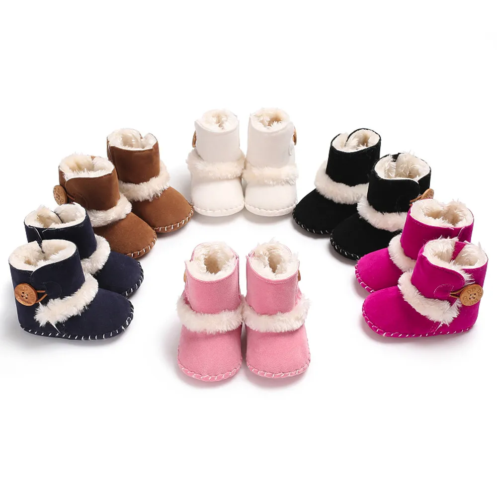 6 цветов, для новорожденного мягкий ботинок, зимняя обувь с плюшевой подкладкой, Нескользящие Детские ботинки для кроватки, теплые зимние ботинки для младенцев