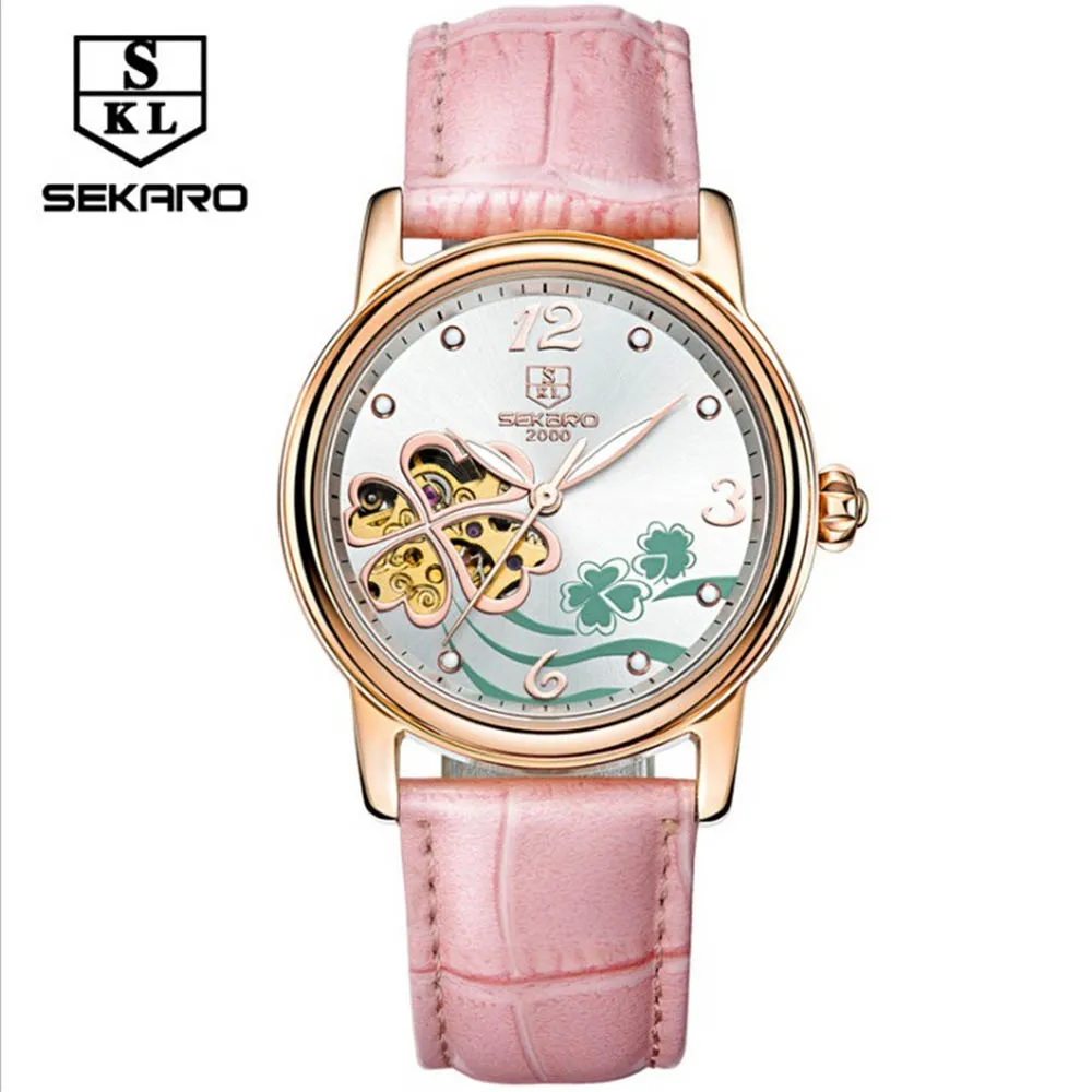 SEKARO Brand Fashion Casual font b Watches b font font b Women b font Skeleton Automatic