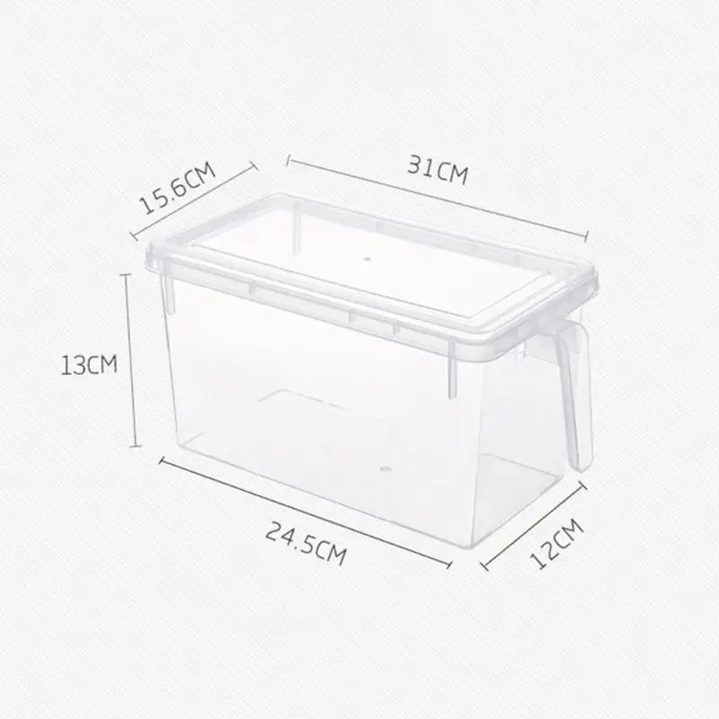 Пищевой контейнер кухонный бытовой Прозрачный PP хранения холодильник коробки герметичный Органайзер с ручкой 28x15,5x13 см